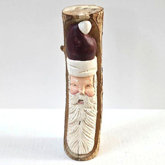 Santa Hand Carved Wood Sculpture Christmas Figurine Statue Rustic Folk Art 10" - Picture 2 of 8
